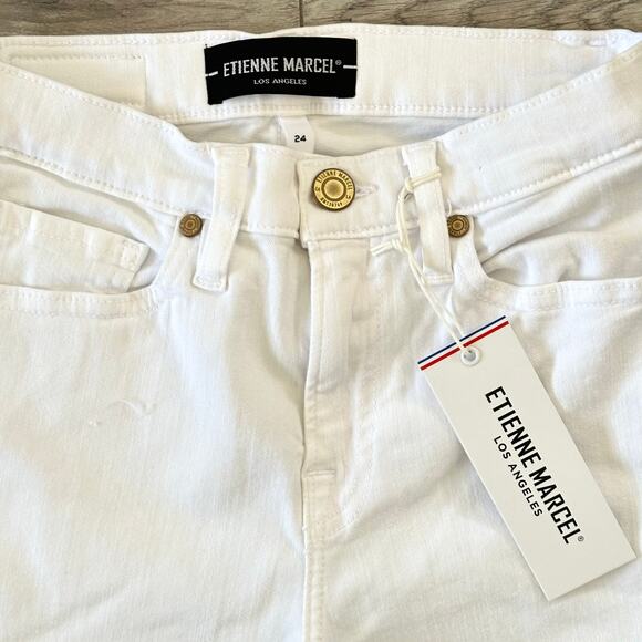 Etienne Marcel White High Rise Red Ankle Zipper Skinny Jeans Size 24 NWT $245 - Picture 8 of 12